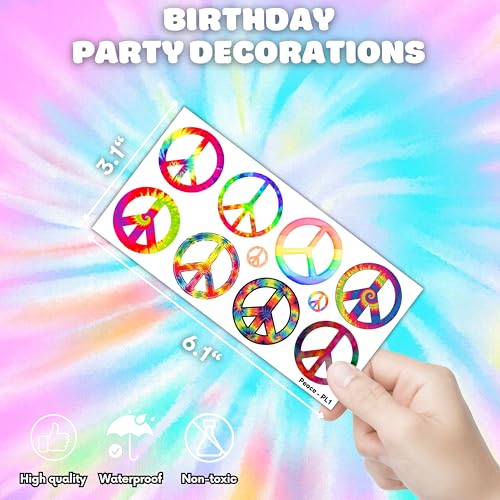 100 PCS Hippie Peace Tie Dye Temporary Tattoos