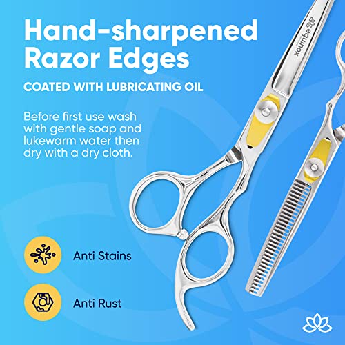 Equinox Professional Razor Edge Series Hair Cutting Scissors Set - Barber Hair Cutting & Thinning Shears/Texturizing Scissors Set - 6.5 Inches Hair Cutting Scissors Kit for Men/Women/Kids/Salon & Home