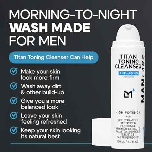 Titan Anti-Aging Mens Face Wash ? For Men, Cleanse, Hydrate, Revitalize ? Gentle Exfoliating Face Cleanser ? Men, Skin Care ? Herbal Extracts, Ceramides, Peptides, All Skin Types ? Unscented