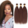 FuivJuix Brown Human Hair Bundles 22-26 Inch Kinky Straight Brazilian Virgin Hair