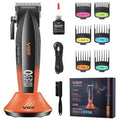 VGR 889C Professional Hair Clippers for Men, 9000RPM Cordless Barber Clippers with Ceramic & MIM Blades, 6 Magnetic Guide Combs, LED Display, USB Charging Base, Mens Grooming Kits for Barber