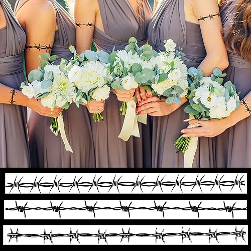 9-Sheet Large Barbed Wire Tattoos, Variety of Barbed Wire Temporary Tattoos for Men Women - Waterproof Fake Tattoos for Concerts & Halloween
