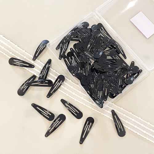 120PCS Black snap hair clips,2 inch hair barrettes for toddler girls,no-slip metal snap hair clips for women¡£