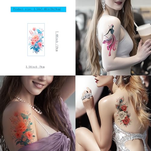 Temporary Tattoos for Women 30 Pc Watercolor Floral