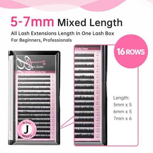 Beauty7 Lower Lash Extensions Mixed Volume J Curl 0.1mm