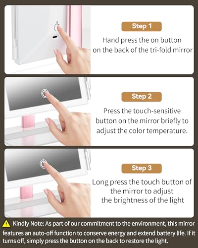 BERTHALESS White Makeup Mirror with Lights & 1X 2X 3X Magnification, Touch Sensor