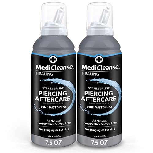 MediCleanse Sterile Saline Piercing Aftercare Spray 7.5 oz 2 Pack