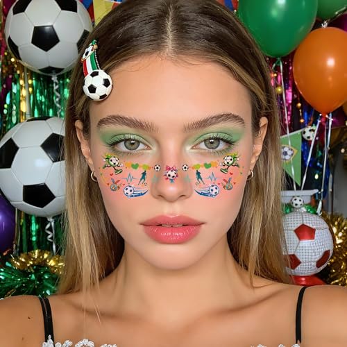 10 Sheets World Cup Soccer Face Stickers Temporary Tattoos