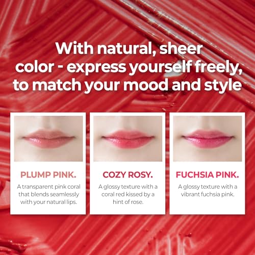 De:maf Demaf Gloss Balm, Moisturizing Hydrating Lip Gloss Balm; Sheer Tint, Buildable Colour, Glossy Shine, Non-Sticky, Long-Wear, Lip Plumper, Clean Beauty for Sensitive Lips (Cozy Rosy, 0.12 oz)