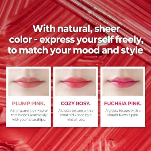 De:maf Demaf Gloss Balm, Moisturizing Hydrating Lip Gloss Balm; Sheer Tint, Buildable Colour, Glossy Shine, Non-Sticky, Long-Wear, Lip Plumper, Clean Beauty for Sensitive Lips (Plump Pink, 0.12 oz)