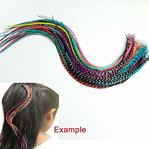 20 Real Rooster Feather Hair Extensions Kit