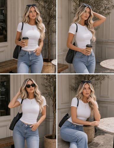 Zeagoo Women's Slim Fitted Crewneck Short Sleeve T-Shirt