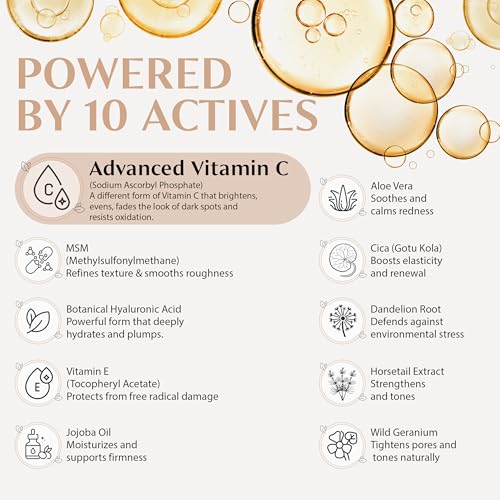 Billionaire Beauty Labs Vitamin C Serum for Face - Anti Aging Brightening Serum with Hyaluronic Acid & Vitamin E - Hydrating Facial Serum for Radiance, Fine Lines & Wrinkles - Made in USA 1 fl oz