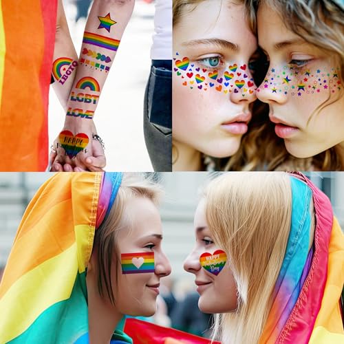 17 Sheets LGBT Pride Temporary Tattoos for Adults & Kids