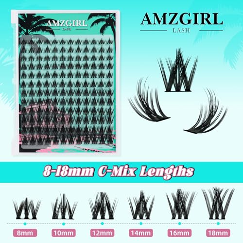 Fairy Eyelash Clusters DIY 144Pcs Lash Extension Kit Natural Lashes Clusters Kit with Lash White Bond and Seal,Lash Remover and Tweezers for Anime Cluster Eyelash Extensions Kit(Holiday-C-8-18mm)