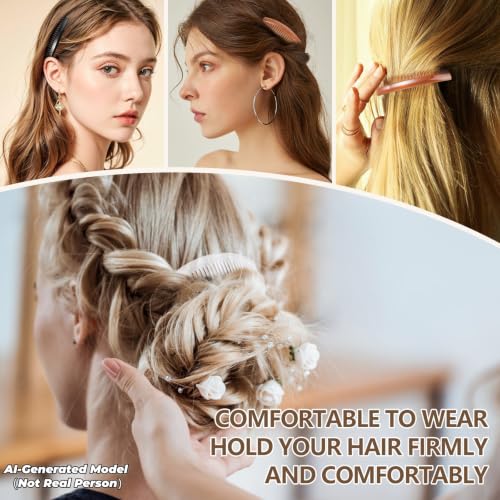 6 Pack 3.15 Inch French Hair Combs for Styling Grooming - Black, Brown, Clear - Pack of 6