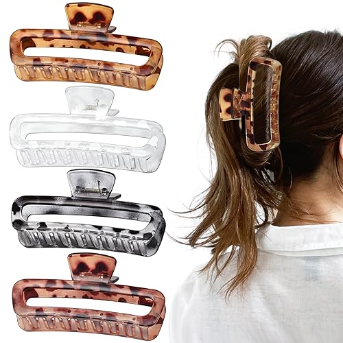 Aaiffey 8 Pack Large Hair Claw Clips for Thick Curly Long Hair Square Hair Strong Hold Hair Jaw Clips Matte Medium Big Clips Hair Claw for Women Hair Styling Accessories