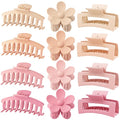 Large Hair Claw Clips 12 Pack - Strong Hold Matte Plastic