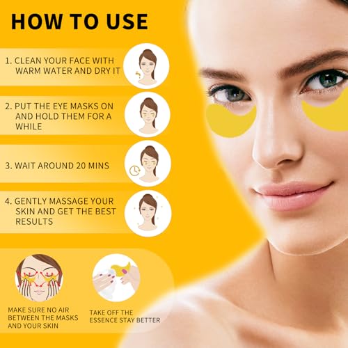 24K Gold Under Eye Patches for Puffy Eyes & Dark Circles (70Pcs)
