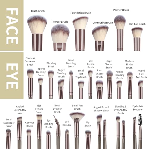 MAANGE 51-Piece Makeup Brush Set with Sponges & Storage Pouch