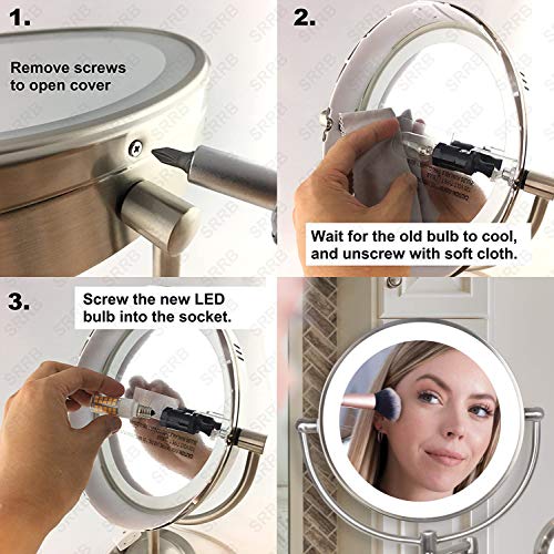 LED Makeup Mirror Bulb Replacement Mirror for Cosmetic Vanity Makeup Mirror with Single Double Sided Lighted Magnification,4W Equivalent to 40W Incandescent Bulb (4-Pack Daylight White)