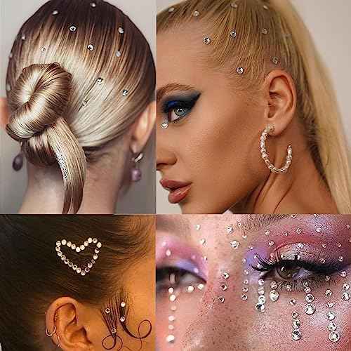 NOOEPC 660Pcs Face Gems Hair Gems, Self-Adhesive Face Jewels Eye Jewels Rhinestones 3/4/5/6 mm DIY Face Gems Stick on, Hair Body Rhinestones Gems Rave Accessories for Face Eyes Makeup Body, Crafts