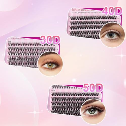AOMIG Cluster Eyelash Extensions Kit, 570PCS Volume Lashes 8-16mm