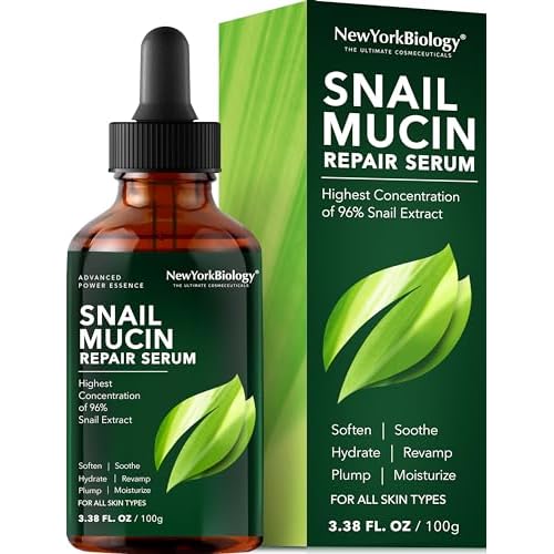 New York Biology 96% Korean Snail Mucin Serum for Face 3.38 Fl. oz 100 ml ? Facial Skin Care Snail Mucin Moisturizer for Dry, Dull Skin and Wrinkles ? Skin Care Hydrating Face Serum