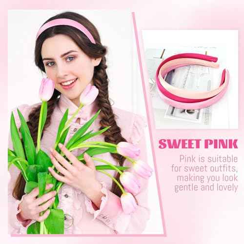 Cinaci 24 Pieces Candy Color Width 1.5cm/0.6" Plastic Headbands Satin Wrapped Blank Plain DIY Craft Project Headbands for Women Girls Teens Kids Hair Accessories