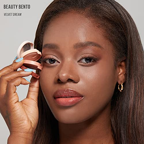 Kaja Beauty Bento Collection - Bouncy Eyeshadow Trio 13 Velvet Dream, 0.03 Oz + Winged Eyeliner & Pen - Wink Stamp Bundle