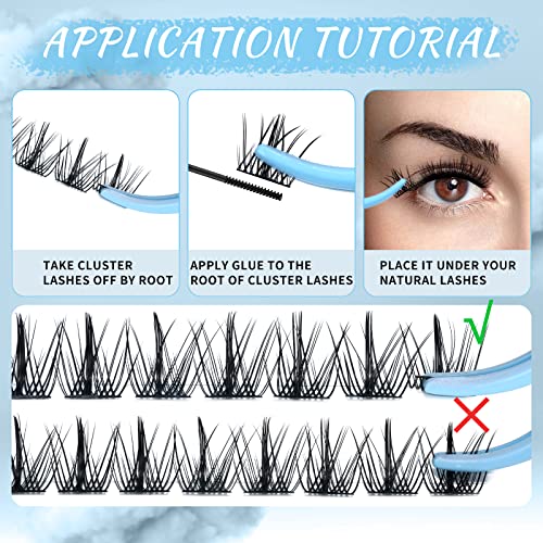 Lash Clusters 84 Pcs Cluster Lashes Eyelash Clusters DIY Cluster Eyelash Extensions Individual Lashes Thin Band & Soft(Cloudy,D-12mm)