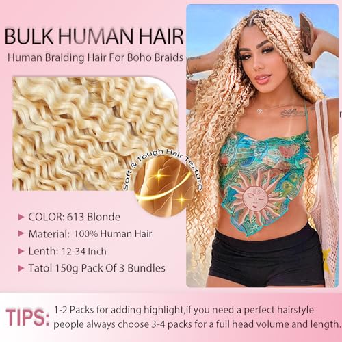 #613 Blonde Deep Wave Braiding Hair 20" Bundle - Remy Human Hair