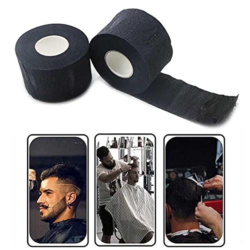 QUUPY 1 Roll/100Pcs Disposable Barber Neck Strips, 2.6 Inch Wide x 13.7 Inch Long, Stretches Up to 21.5 Inch, Soft, Absorbent Paper, Adhesive Closure, Multi-use for Haircut, Styling, Coloring & More