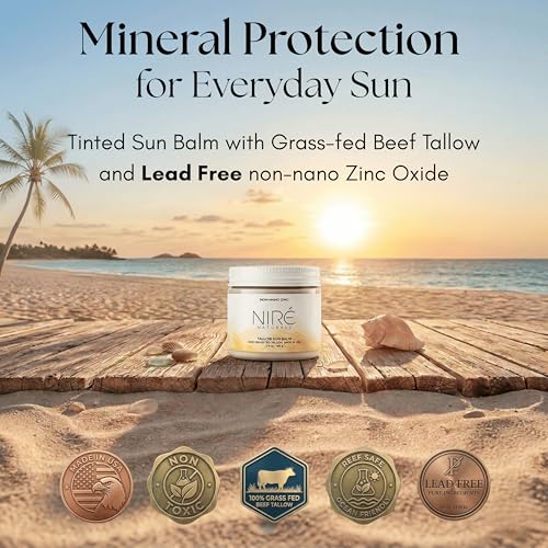 Tinted Mineral Sun Balm for Face. Beef Tallow Non-Nano Zinc Formula, Made in the US with Premium, Non Toxic Ingredients