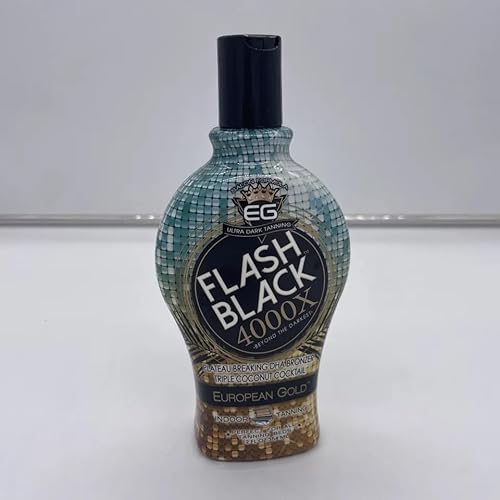 European Gold Flash Black 4000X Indoor Tanning Lotion with Time-Release DHA Bronzers, 12 oz
