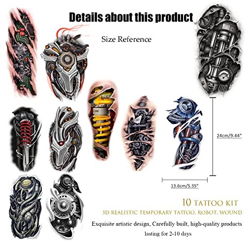 Mechanical 3D Temporary Tattoos for Adults | Roarhowl