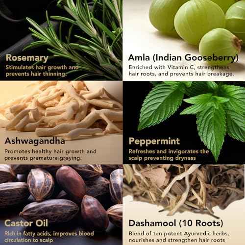 Indian Ayurveda Hair Oil? Organic Castor oil, Jojoba oil, Amla, Ashwagandha & Rosemary oil for hair growth- Repairing scalp treatment, Nourishes Split Ends & Dry Scalp