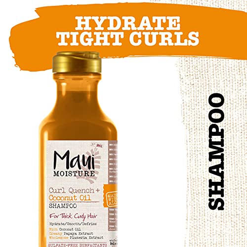 Maui Moisture Curl Quench + Coconut Oil Shampoo + Conditioner to Hydrate and Detangle Tight Curly Hair, Softening Shampoo, Vegan, Silicone & Paraben-Free, 13 Fl Oz (Pack of 2)