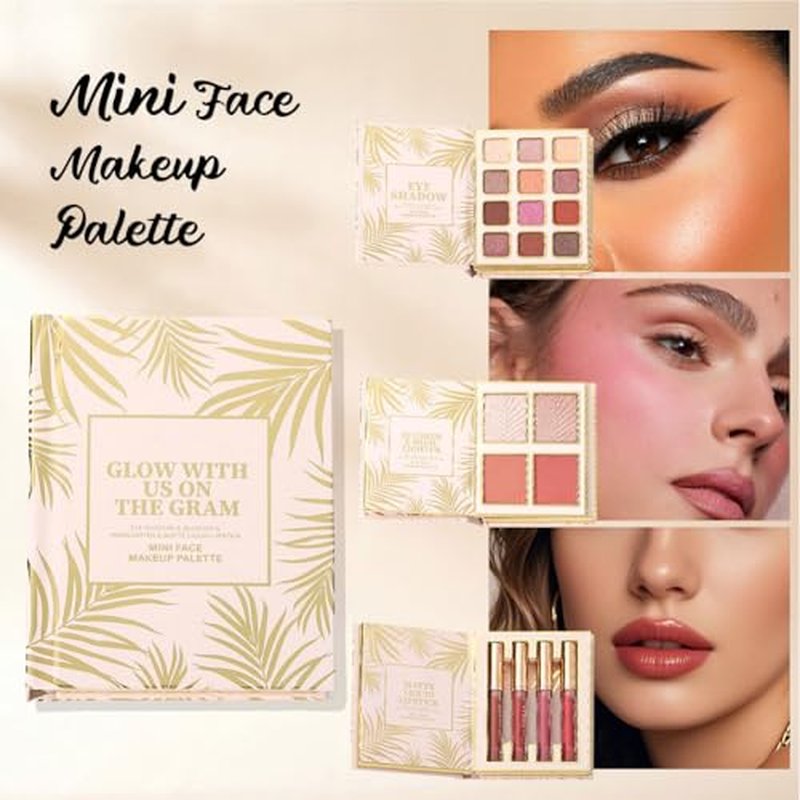 20-Color All-in-One Makeup Palette with Eyeshadow, Blush & Lipstick