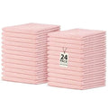 Crystal Ridge Cotton Wash Cloths 24 Pack - Washcloths for Showering, Face and Body, Soft and Highly Absorbent Multipurpose Towels for Bathroom, Kitchen, Spa and Gym - Wash Rags 12 x12 (Lt Pink)