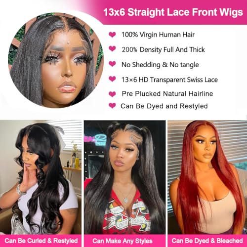 30" 13x6 Straight Lace Front Wig - 200% Density Virgin Human Hair