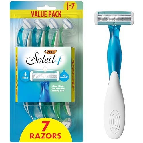 BIC Soleil 4 Disposable Women's Razors, 7-Pack, 4-Blade, Flexible Shave
