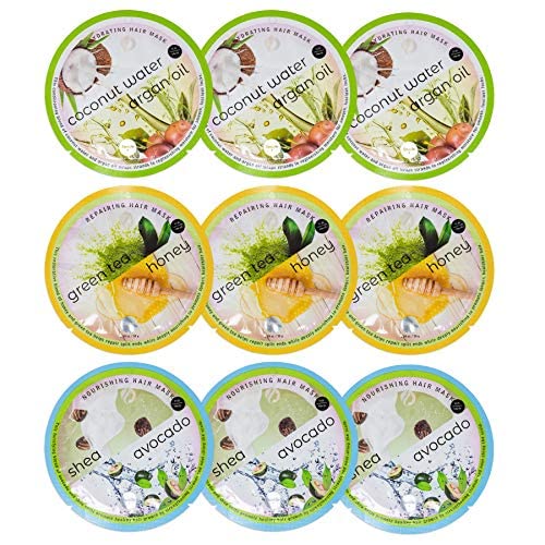 SpaLife Korean Deep Conditioning Hair Mask Packets | Repairing, Nourishing & Hydrating Hair Mask for Dry Hair | Argan Oil, Coconut, Shea Butter, Avocado, Honey & Green Tea | Damaged Repair | 9 Pack