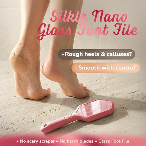 SILKLE Nano Glass Foot File & Callus Remover with Non-Slip Grip - Pink