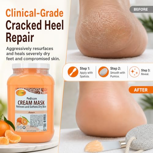 SPA REDI Mandarin Body & Foot Cream Mask - Hydrating Pedicure Treatment, 128 oz