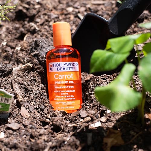 Hollywood Beauty Carrot Hair Oil, 2oz Bottle, Hair, Scalp, Skin, Nail, & Massage Oil, Helps Repair Damaged Hair & Skin, Can be Used as a Hot Oil Treatment