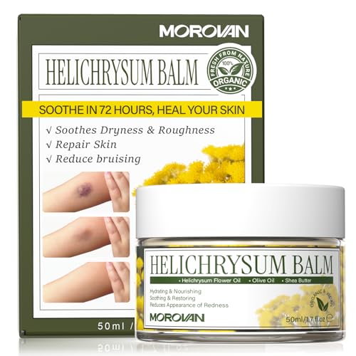 Morovan Elderly Bruise Balm Helichrysum: Multi-Purpose Skin Balm for Bruises, Veins, Burns & Redness from Activity & Aging, Promotes Healing & Circulation for Men & Women
