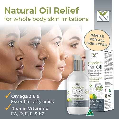 Y Not Natural Emu Oil Pure Skin Moisturizer - Nail, Body, Face, Scalp & Hair Moisturizer with Omega 3, 6, 9, Vitamins, & Minerals - Australian Emu Oil for Skincare 200 mL, Lemon Lime
