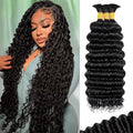 FONFUNY Human Braiding Hair 120g Boho Deep Wave 14 Inch Curly No Weft for Knotless & Bohemian Styles