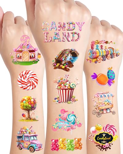 Candy Land Temporary Tattoos - 244 Pieces, 20 Sheets